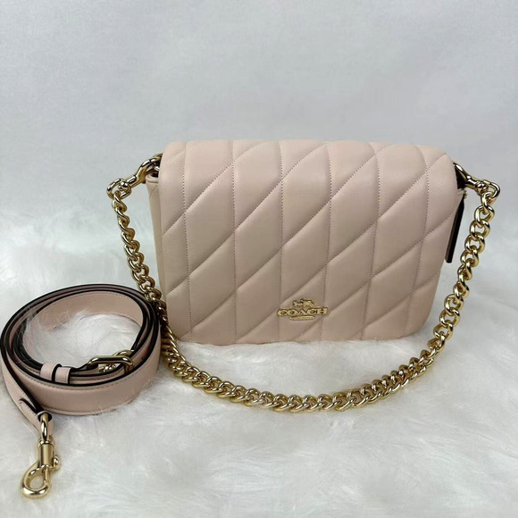 Coach Quinn Bag With Quilting Shoulder/Crossbody In Leather/Gold/Blush CY663 NWT - Picture 1 of 10